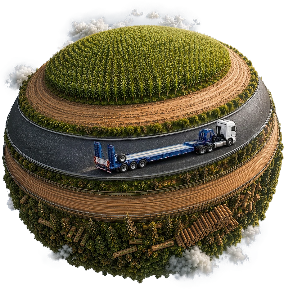 Esfera com rodovia e prancha para transporte de equipamentos